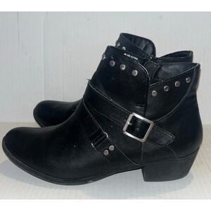 A.n.a. Womens Alford Heel Biker Boots Black Size 8 Zipper Buckle Accents